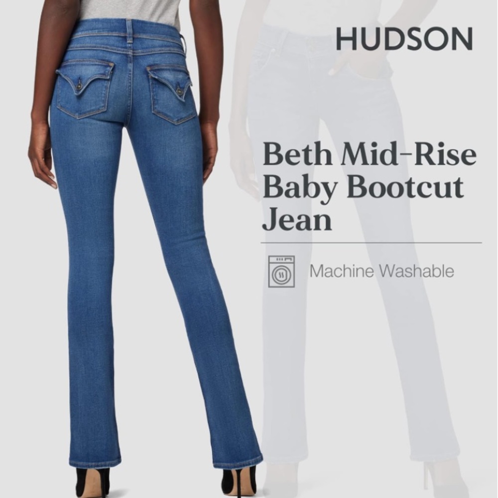 HUDSON Beth Mid Rise, Baby Bootcut Jeans NWT retail @198 - Picture 2 of 3